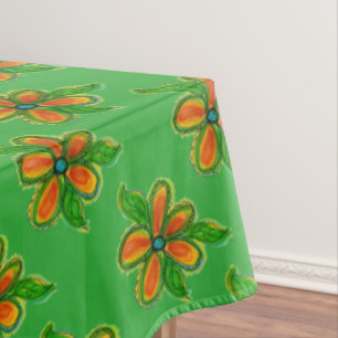 Colourful Orange Flowered Tablecloth