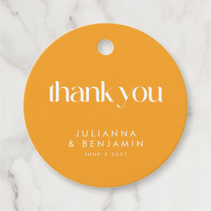 Colourful Orange Geometric Wedding Custom Thank Yo Favour Tags