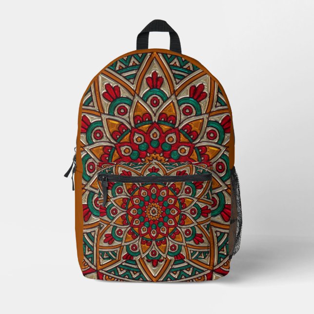 Colourful Orange Green All over print Backpack (Front)