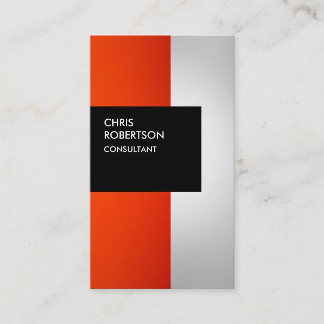 Colourful Orange Grey Black Stripes Business Card (Front)