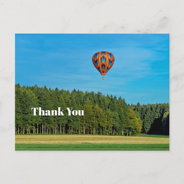 Colourful Orange Hot Air Balloon Photo Thank You Postcard (Front)