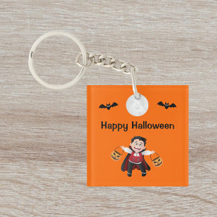 Colourful Orange Jumping Halloween Kids Party Key Ring