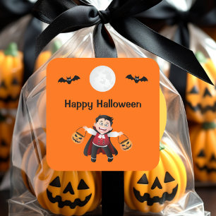 Colourful Orange Jumping Halloween Kids Party Square Sticker