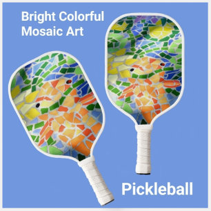 Colourful Orange Koi Fish Mosaic Art Zen Pickleball Paddle