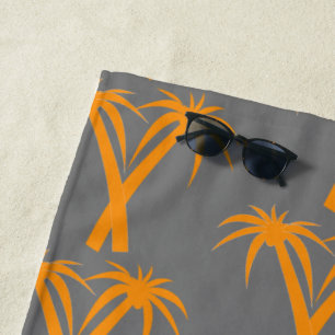 Colourful orange palm tree art beach style towel