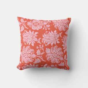Colourful Orange & Pink Damask Pillow