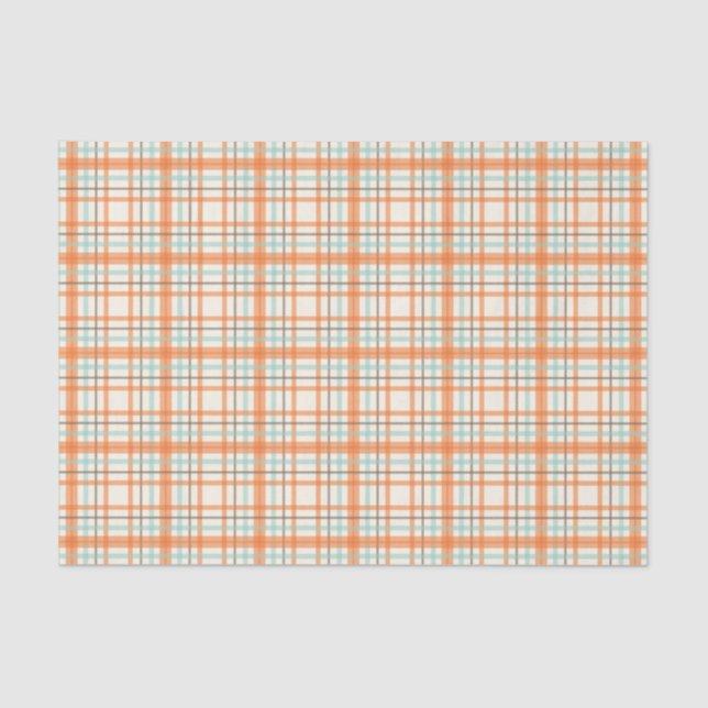 Colourful Orange Plaid Tissue Paper (Front)