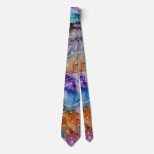 Colourful orange, purple, pink, blue abstract Art Tie