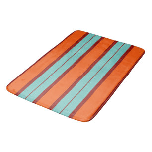 colourful orange &red blue stripes pattern bath mat