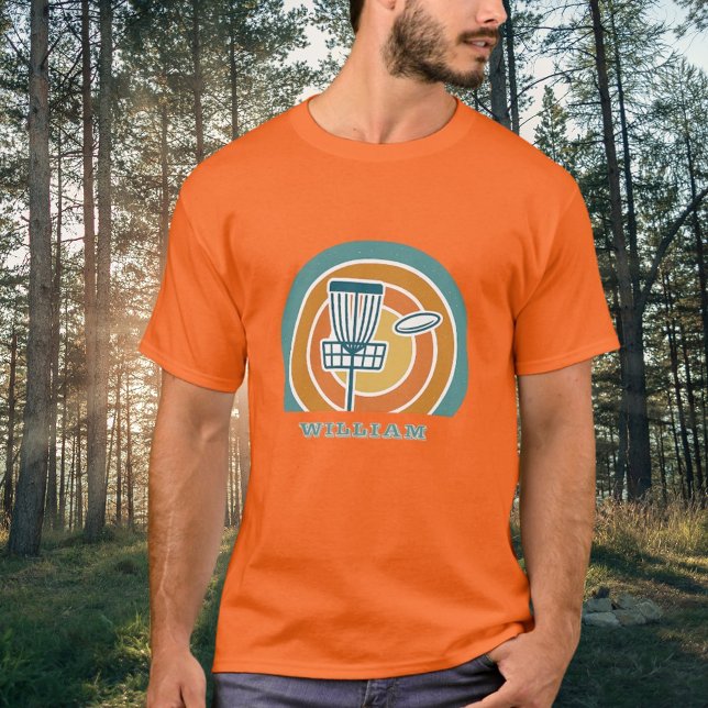 Colourful orange Retro Disc Golf T-Shirt (Creator Uploaded)