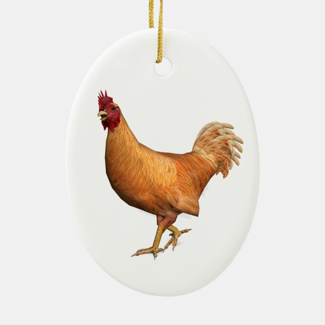 Colourful Orange Rooster Ceramic Tree Decoration (Back)
