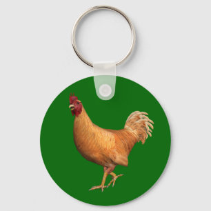Colourful Orange Rooster Key Ring