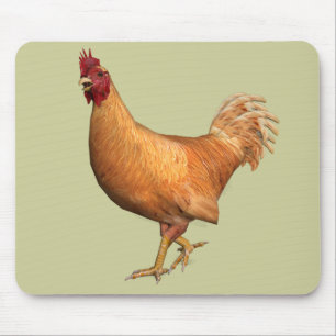Colourful Orange Rooster Mouse Mat