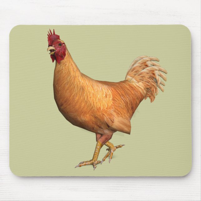 Colourful Orange Rooster Mouse Mat (Front)