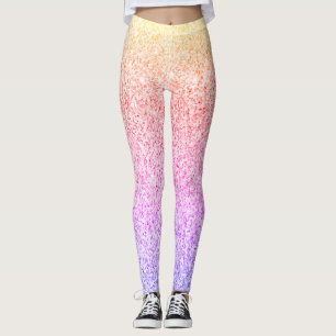 Colourful orange rose pink faux sparkles leggings