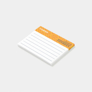Colourful Orange Yellow Chevron Chequered Post-it Notes