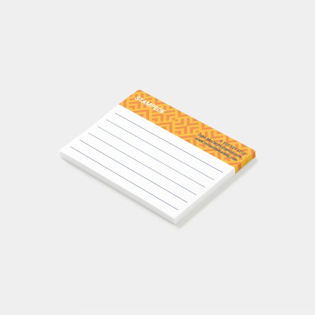 Colourful Orange Yellow Chevron Chequered Post-it Notes (Angled)