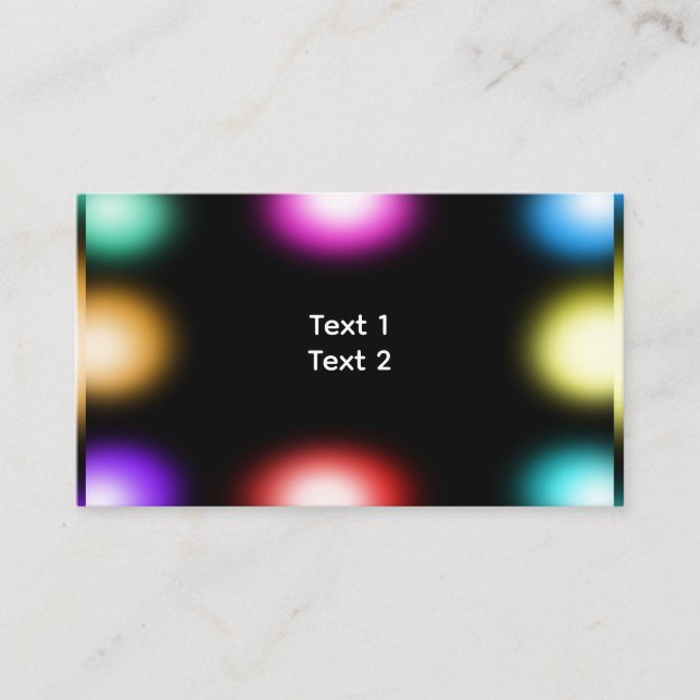Colourful Orbs on Black Business Card (Front)
