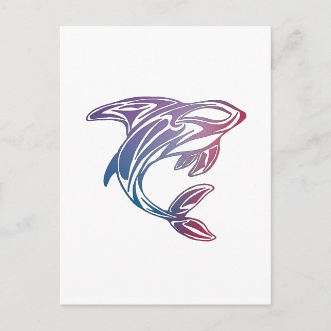 Colourful Orca Whale Tattoo Postcard (Front)