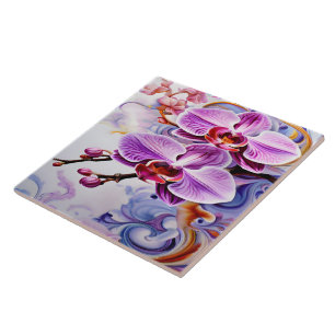 Colourful Orchids in Bloom Tile