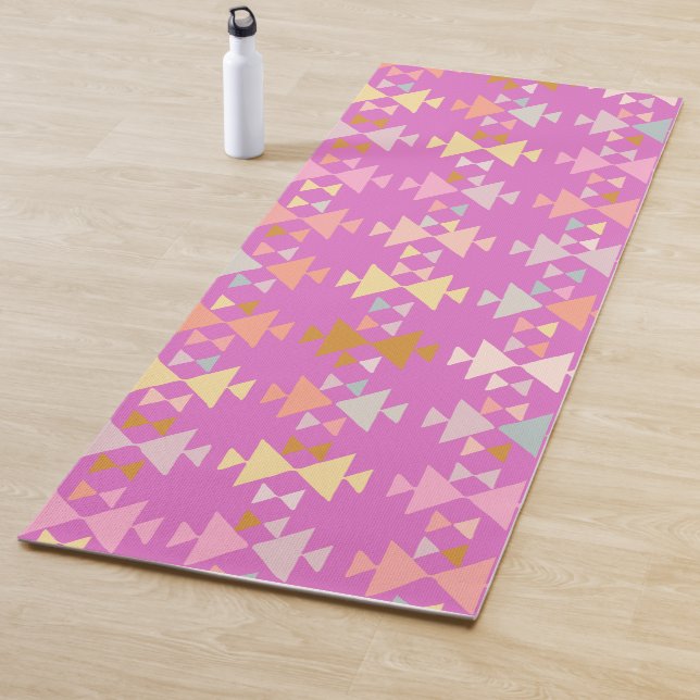 Colourful Organic Geometric Shapes on Magenta Yoga Mat (In Situ)