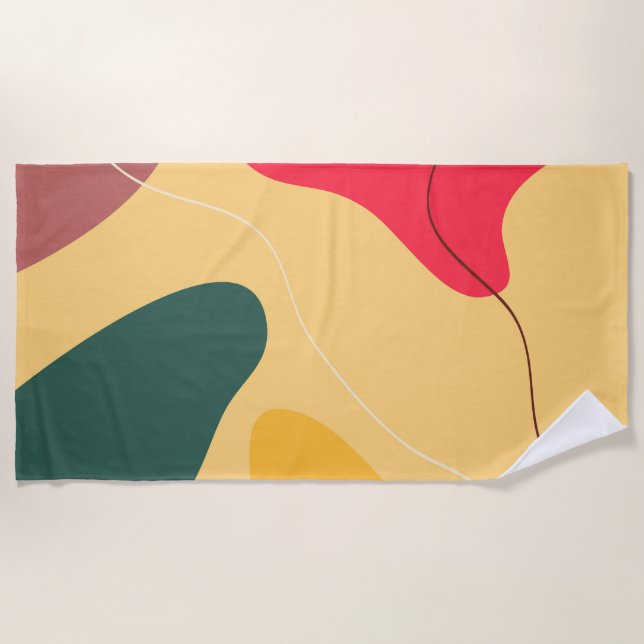 Colourful organic shapes abstract background bath beach towel (Front)