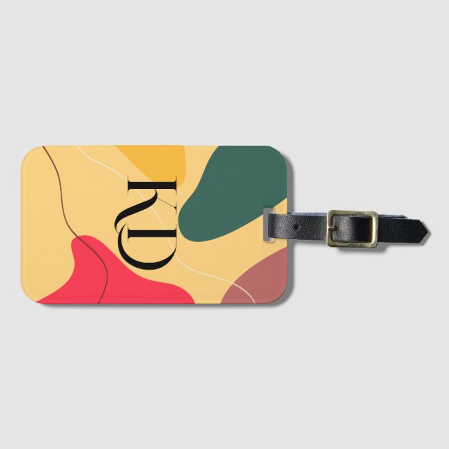 Colourful organic shapes abstract background luggage tag (Front Horizontal)