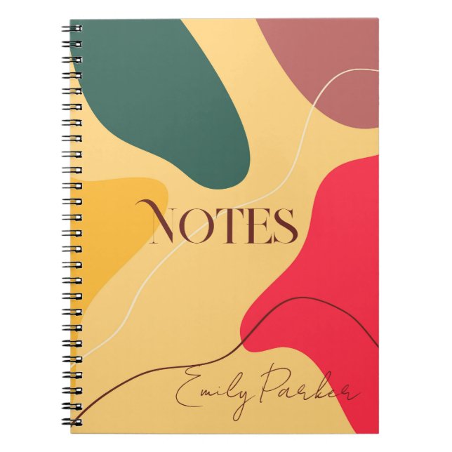 Colourful organic shapes abstract background notebook (Front)