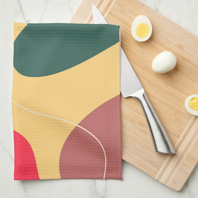 Colourful organic shapes abstract background tea towel (Quarter Fold)