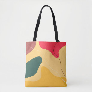 Colourful organic shapes abstract background tote bag