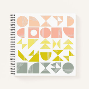 Colourful Organic Shapes and Lines in Coral Yellow Notebook