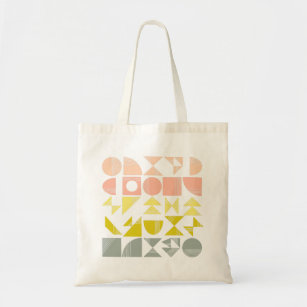 Colourful Organic Shapes and Lines in Coral Yellow Tote Bag