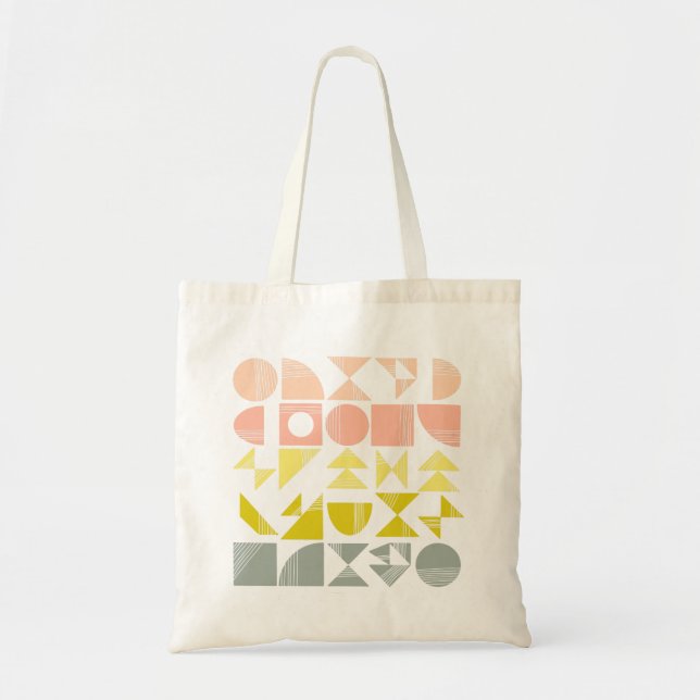 Colourful Organic Shapes and Lines in Coral Yellow Tote Bag (Front)
