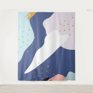 Colourful organic shapes modern composition tapestry