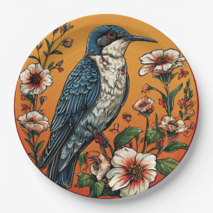 Colourful Oriental cuckoo Bird Paper Plate