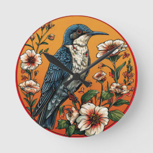 Colourful Oriental cuckoo Bird Round Clock