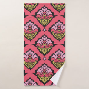 Colourful oriental damask ornament floral seamless bath towel
