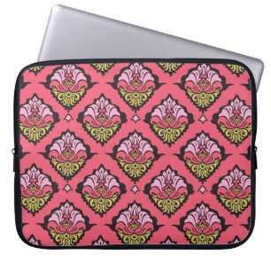 Colourful oriental damask ornament floral seamless laptop sleeve