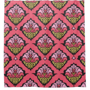 Colourful oriental damask ornament floral seamless shower curtain
