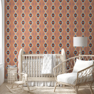 Colourful Oriental Tribal Aztec Mosaic Wallpaper
