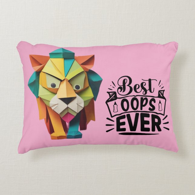 Colourful Origami Lion Artwork design Decorative Cushion (Front)