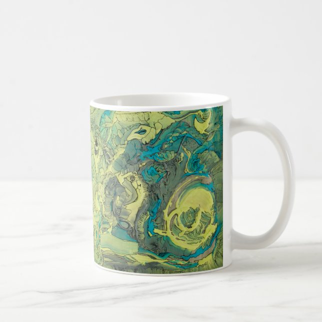 Colourful Original Abstract Painting Green Art Coffee Mug (Right)