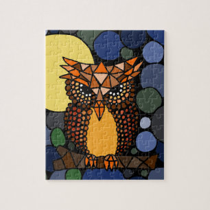Colourful Original Owl Abstract Art Design Jigsaw Puzzle