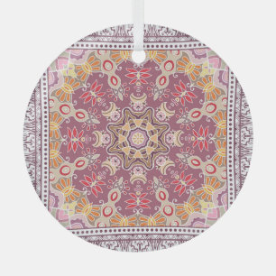 Colourful Ornamental Doodle: Symmetric Lace Patter Glass Tree Decoration