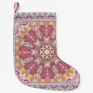Colourful Ornamental Doodle: Symmetric Lace Patter Small Christmas Stocking