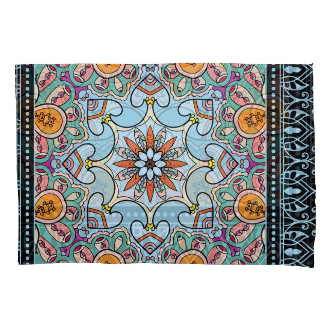 Colourful ornamental doodle: symmetric pattern. pillowcase (Front)