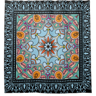 Colourful ornamental doodle: symmetric pattern. shower curtain