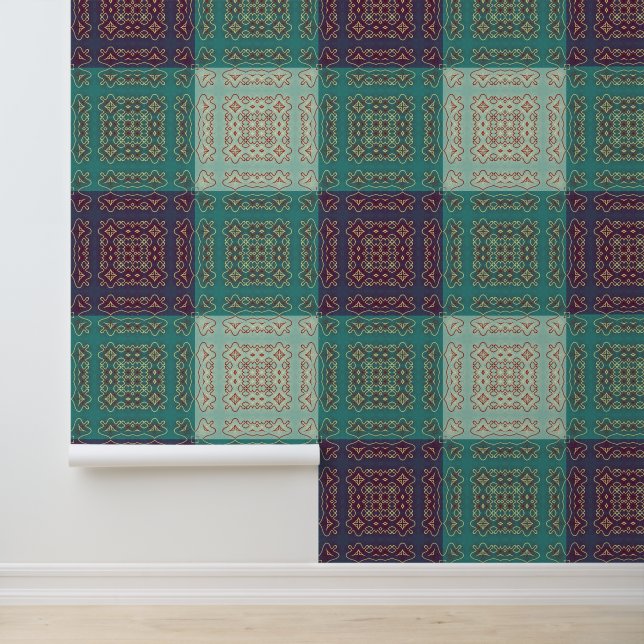 Colourful Ornamental Folk-Inspired Wallpaper (Application)