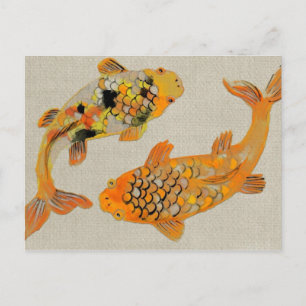 Colourful Ornamental Koi Fish Swimming Postcard