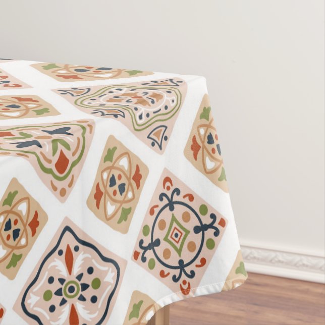 Colourful ornamental tiles pattern tablecloth (In Situ)